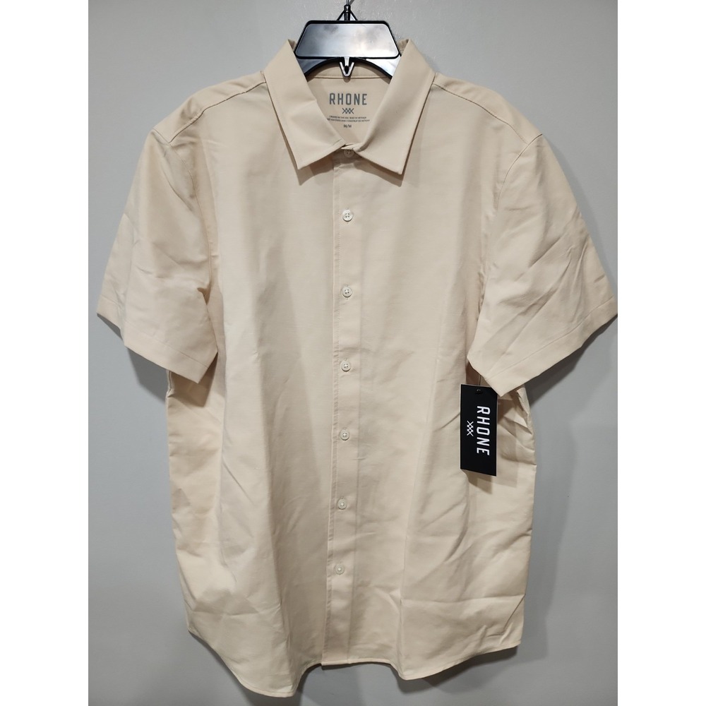 Rhone NWT Shirt Mens M Brezza Linen-blend Short Sleeve Shirt Beige Button Up NEW